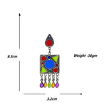 Load image into Gallery viewer, Abhinn Silver Oxidised Afghani Tribal Design Multi Colour Dangler Earrings For Women