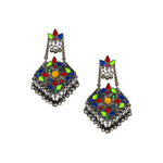 Load image into Gallery viewer, Abhinn Afghani Multi-Color Silver Oxidised Floral Design Dangler Earrings For Women