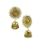 Load image into Gallery viewer, Abhinn Stylish Golden Oxidised Sun Shaped Jhumka Earrings For Women