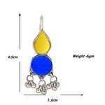Load image into Gallery viewer, Abhinn Afghani Silver Plated Geometrical Yellow-Blue Glass Dangler Earrings For Women