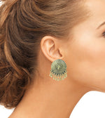 Load image into Gallery viewer, Golden Oxidized Floral Design Stud Earrings for Women
