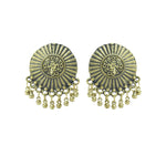 Load image into Gallery viewer, Golden Oxidized Floral Design Stud Earrings for Women