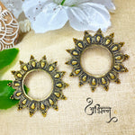 Load image into Gallery viewer, Abhinn Unique Golden Oxidised Sun Shaped Stud Earrings For Women