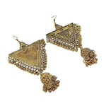 Load image into Gallery viewer, Abhinn Gold Plated Oxidised Triangle Shape Dangler & Jhumki Earrings For Women