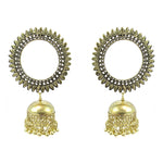 Load image into Gallery viewer, Abhinn Golden Oxidised Sun Shaped Stud With Jhumka Earrings for Women