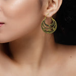 Load image into Gallery viewer, Abhinn Golden Oxidised Temple Design Hoop Earrings For Women