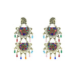Load image into Gallery viewer, Abhinn Golden Oxidised Peacock Stud Multi Colour Beaded Dangler Earring For Women