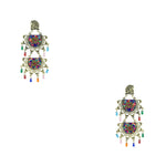 Load image into Gallery viewer, Abhinn Golden Oxidised Peacock Stud Multi Colour Beaded Dangler Earring For Women