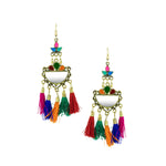 Load image into Gallery viewer, Abhinn Golden Oxidised Multicolor Afghani Tassel Meena Danglers Earrings for Women