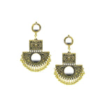 Load image into Gallery viewer, Abhinn Golden Oxidised Floral With Mirror Dangler Earrings For Women