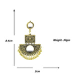 Load image into Gallery viewer, Abhinn Golden Oxidised Floral With Mirror Dangler Earrings For Women