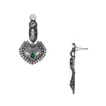Load image into Gallery viewer, Silver Replica Peacock Green Studs Dangler Earrings For Women