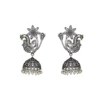 Load image into Gallery viewer, Abhinn Silver Replica Peacock Green Stud with Jhumki Earring For Women