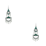 Load image into Gallery viewer, Abhinn Afghani Silver Oxidised Mirror With Stones Dangler Earrings for Women