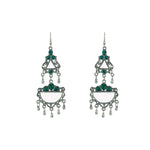 Load image into Gallery viewer, Abhinn Afghani Silver Oxidised Mirror With Stones Dangler Earrings for Women