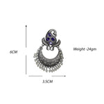 Load image into Gallery viewer, Abhinn Silver Replica Peacock Design Studs With Purple CZ Stones Studded Earrings for Women