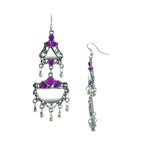 Load image into Gallery viewer, Abhinn Afghani Silver Oxidised Mirror With Purple Stones Dangler Earrings for Women