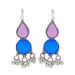 Load image into Gallery viewer, Abhinn Afghani Silver Plated Purple-Blue Glass Dangler Earrings For Women