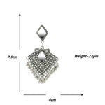 Load image into Gallery viewer, Abhinn Silver Oxidised Diamond Shaped Dangler With Mirror Earrings For Girls