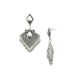 Load image into Gallery viewer, Abhinn Silver Oxidised Diamond Shaped Dangler With Mirror Earrings For Girls