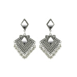 Load image into Gallery viewer, Abhinn Silver Oxidised Diamond Shaped Dangler With Mirror Earrings For Girls