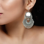 Load image into Gallery viewer, Abhinn Silver Oxidised Dangler Mirror Stud Earrings For Girls