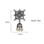 Load image into Gallery viewer, Abhinn Silver Replica Square Shape Studs With Small Jhumki Earrings For Women