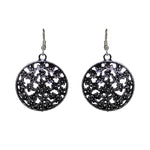 Load image into Gallery viewer, Abhinn Floral Design Silver Oxidised Drop Earrings For Girls