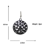 Load image into Gallery viewer, Abhinn Floral Design Silver Oxidised Drop Earrings For Girls