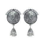 Load image into Gallery viewer, Abhinn Stylish Silver Oxidized Circular Stud With Jhumki Earrings for Women