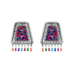 Load image into Gallery viewer, Abhinn Silver Oxidised Multi Colour Beaded Studs Earrings For Women