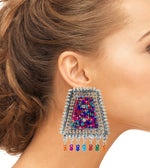 Load image into Gallery viewer, Abhinn Silver Oxidised Multi Colour Beaded Studs Earrings For Women