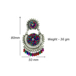 Load image into Gallery viewer, Abhinn Afghani Silver Oxidised Multi Colour Embroidery Dangler Earrings for Women