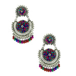 Load image into Gallery viewer, Abhinn Afghani Silver Oxidised Multi Colour Embroidery Dangler Earrings for Women