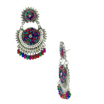 Load image into Gallery viewer, Abhinn Afghani Silver Oxidised Multi Colour Embroidery Dangler Earrings for Women
