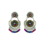 Load image into Gallery viewer, Abhinn Silver Oxidised With Multi Colour Beads Embroidery Earrings For Women