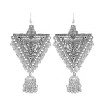 Load image into Gallery viewer, Abhinn Silver Plated Oxidised Triangle Shape Dangler & Jhumki Earrings For Women