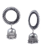 Load image into Gallery viewer, Abhinn Silver Oxidised Sun Shaped Stud With Jhumka Earrings for Women