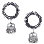 Load image into Gallery viewer, Abhinn Silver Oxidised Sun Shaped Stud With Jhumka Earrings for Women