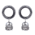 Load image into Gallery viewer, Abhinn Silver Oxidised Sun Shaped Stud With Jhumka Earrings for Women