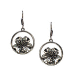 Load image into Gallery viewer, Abhinn Silver Oxidised Floral Design Dangler Fish Hook Earrings For Women