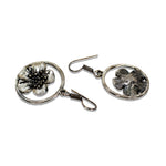 Load image into Gallery viewer, Abhinn Silver Oxidised Floral Design Dangler Fish Hook Earrings For Women