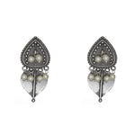 Load image into Gallery viewer, Abhinn Silver Replica Dual Leaf Design with Dangler Pearls Stud Earrings For Women