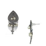 Load image into Gallery viewer, Abhinn Silver Replica Dual Leaf Design with Dangler Pearls Stud Earrings For Women