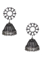Load image into Gallery viewer, Abhinn Afghani German Silver Mirror Stud Jhumka Earrings for Women