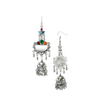 Load image into Gallery viewer, Abhinn Silver Oxidised Multi Coloured Meenakari Dangler With Jhumki Earrings For Girls
