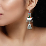 Load image into Gallery viewer, Abhinn Silver Oxidised Multi Coloured Meenakari Dangler With Jhumki Earrings For Girls