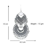 Load image into Gallery viewer, Abhinn Stylish Silver Oxidised Afghani Tribal Mirror Chandbali Earrings for Women