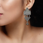 Load image into Gallery viewer, Abhinn German Silver Temple Design Dangler Earrings For Women