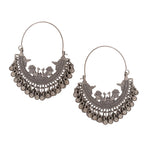 Load image into Gallery viewer, Abhinn Antique Finished Oxidised Floral And Peacock Design Hoop Earrings For Women
